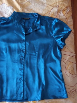Satin shirt blue-noir, XL