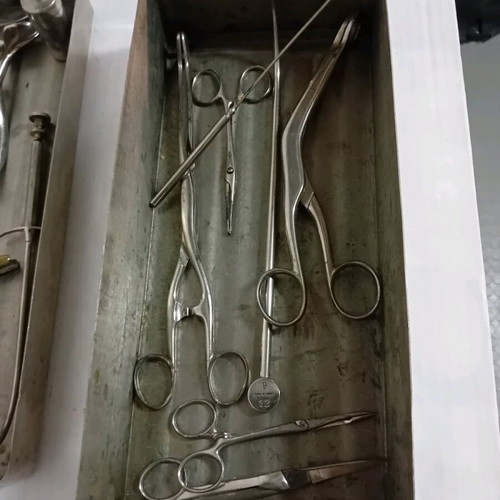 Medical instruments used, 18 pieces, interwar period in inox box