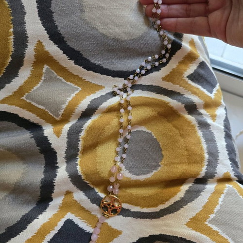 Rosary new, pink and gold