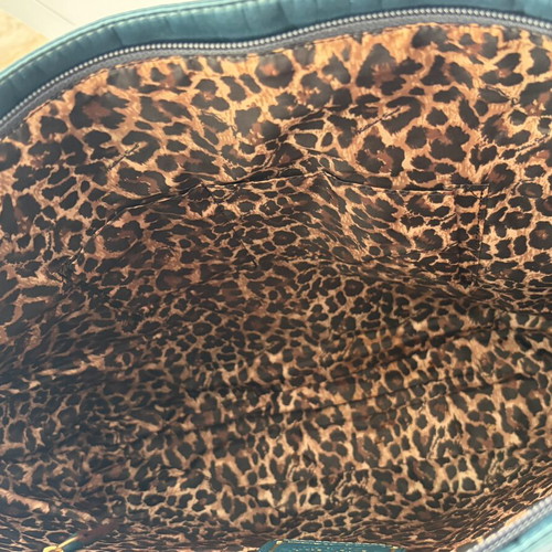 Victoria's Secret shoulder bag petrol fabric with animal print lining like new
