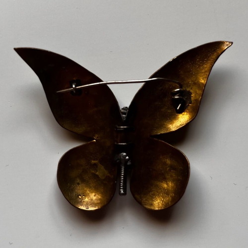 Art Deco butterfly brooch used with freshwater pearls gold tone