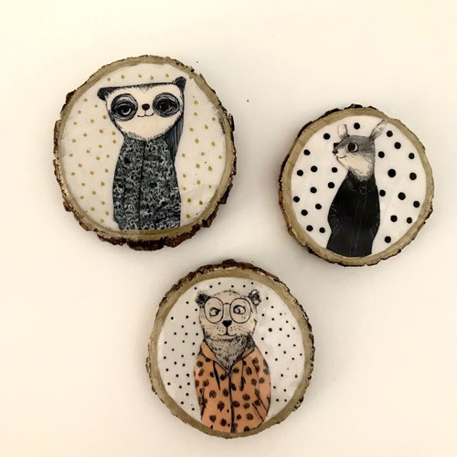 Handmade magnets with mixed technique