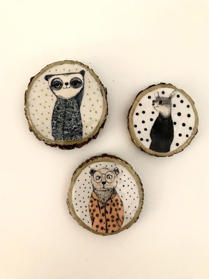 Handmade magnets with mixed technique