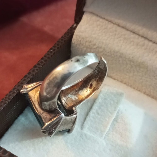 Silver ring 925 with blue zircon used, size 55