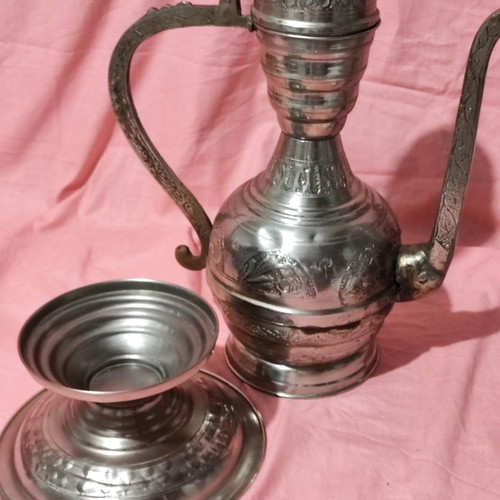 Turkish pitcher used, handmade bronze with engravings