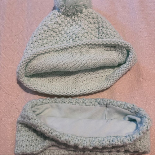 Hat and headband set turquoise with warm lining new