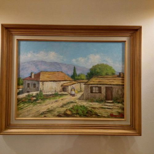Oil painting by M. Romanidou like new with frame