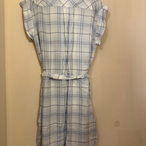Gap shirt dress white and blue checkered used, size S