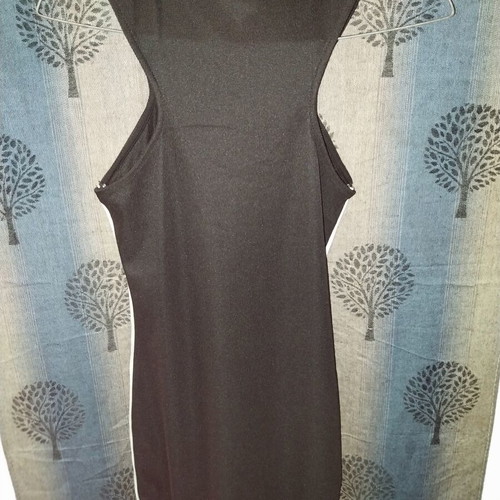 Fitted dress black with white stripes like new, size S