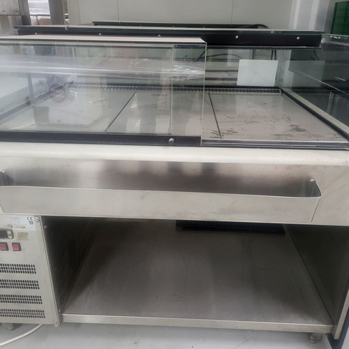 Professional catering equipment used, set with display cases, bain-marie and freezers