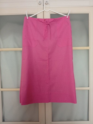 Linen midi skirt in fuchsia dark pink, like new, size L