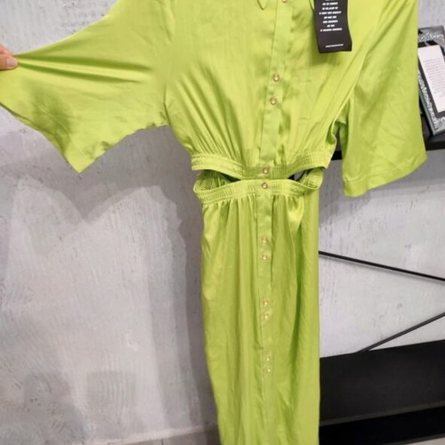 Innocent Lime Satin Cut-Out Maxi Dress new with tags, size S