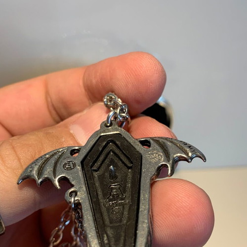 Alchemy Gothic Coffin Pendant 2022 like new, pewter and leather
