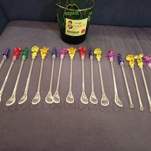 Vintage cocktail set used with 12 spoons and 4 stirrers