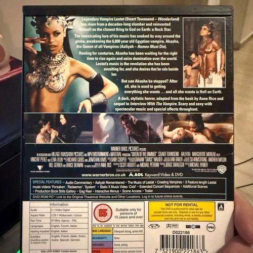 Queen of the Damned DVD used with Greek subtitles, rare slipcover