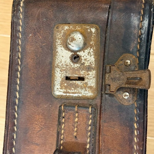 English vintage leather suitcase used with patina