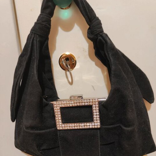Sequin camisole top Large used with black satin evening clutch