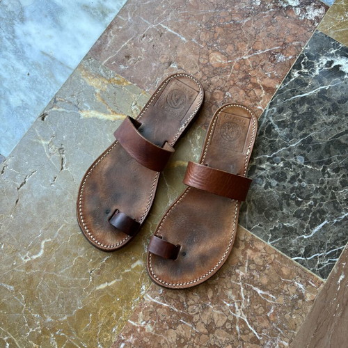 Leather sandals Melissinos Art Poet used, brown, size 37