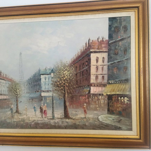 Silk screen printing framed artwork like new, size 0.64x0.54