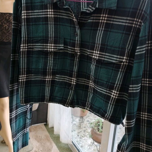 Cropped checked shirt Attrattivo like new, green, size M