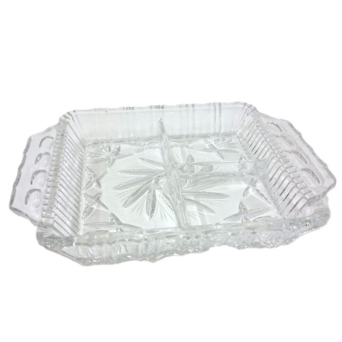 Vintage crystal serving platter with 4 compartments like new