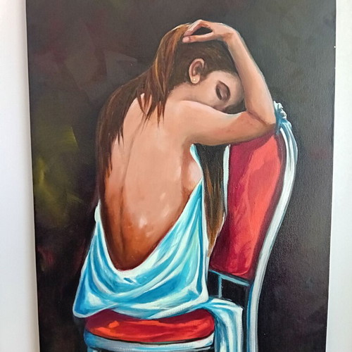 Authentic painting 100cm×70cm on canvas used, signed