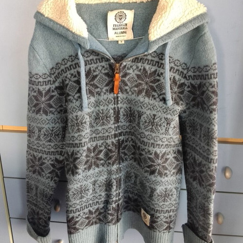 Franklin Marshall wool cardigan, size Large, blue
