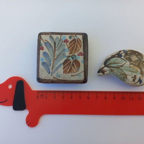 Set of 2 vintage handmade ceramic jewelry boxes like new