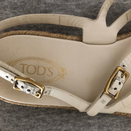 Tod's white sandals size 37 with jute sole
