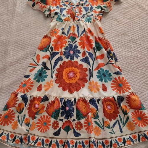 Shein summer floral midi dress like new, size M, multicolor orange
