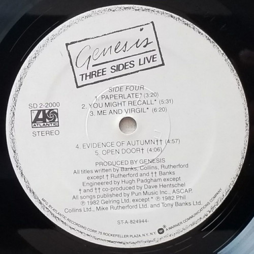 Genesis Three Sides Live vinyl album used, rock