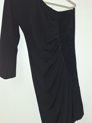 Black evening dress with one shoulder used, sequin details