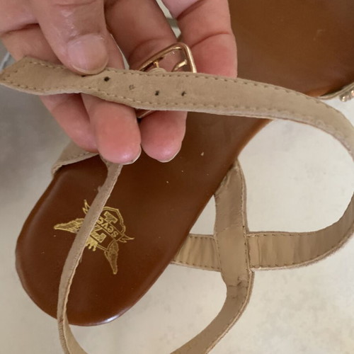 Seven platform sandals with pink-beige rhinestones, size 40