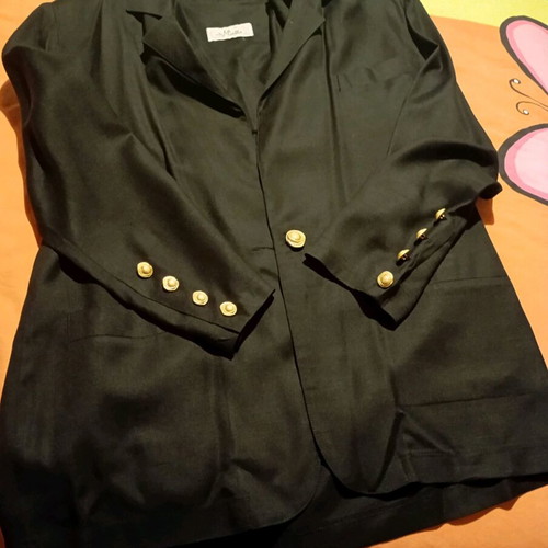 Women's linen jacket used, black, size 52, gold buttons