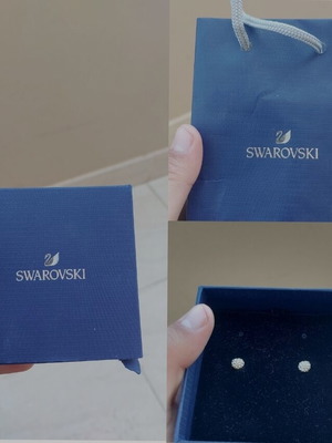 Swarovski crystal earrings new, silver
