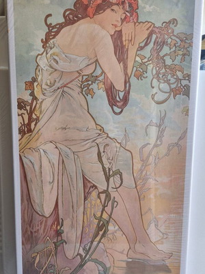 Canvas print frame 35×70 new, artwork by Alphonse Mucha