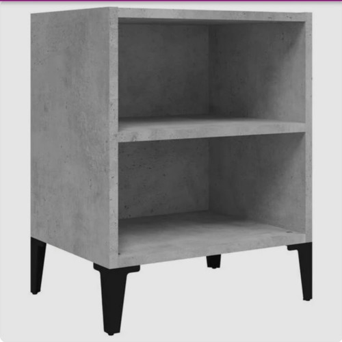 Concrete Gray Nightstand new with shelves and metal legs
