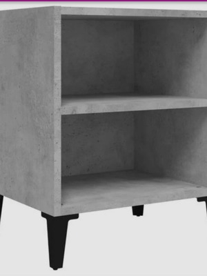 Concrete Gray Nightstand new with shelves and metal legs