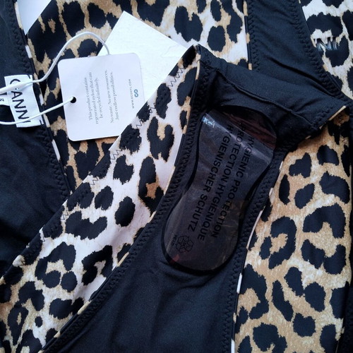 Ganni leopard print one piece swimsuit new size 34