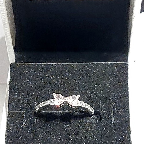 Pandora ring size 8 with pink zircon bow design