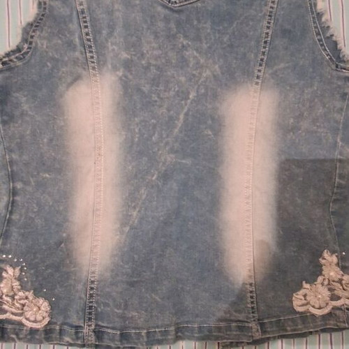 Jean jacket used turquoise and white, size S