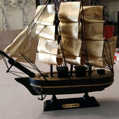 Wooden decorative ship like new with golden sails