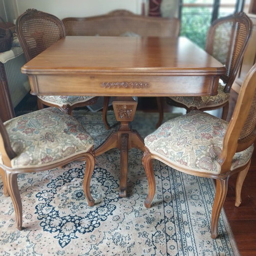 Viennese dining set with extendable square table, 4 chairs and loveseat