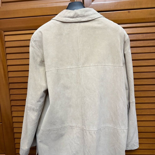 Leather suede jacket used, beige ecru