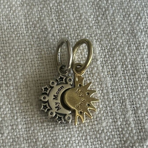 Pandora charm sun and moon pendant silver 925 with 14K gold plating like new