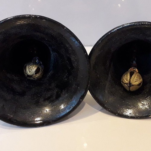 Decorative bells used, set of 2, pressed paper