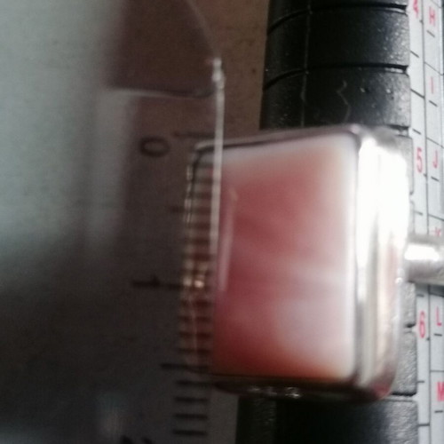 925 Silver Ring with Rectangular Pink Nephrite Stone New