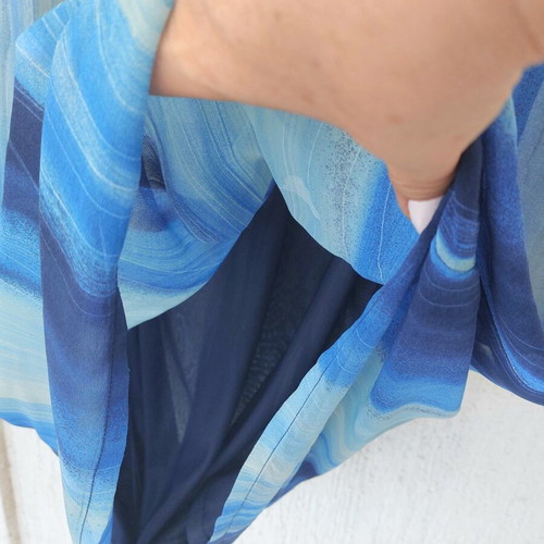 Plaisir Italy midi chiffon dress in blue shades, large