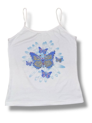 Butterfly Y2K top white size M like new