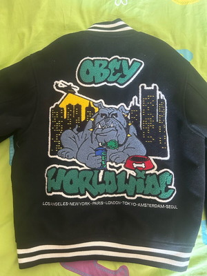 Obey bomber jacket new, size M, black and blue